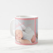 Pasgeboren Baby Foto Typografie Roze Koffiemok (Voorkant links)
