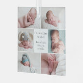 Pasgeboren Baby Fotocollage Keepsake Christmas Glas Ornament (Voorkant links)