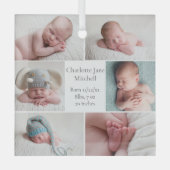 Pasgeboren Baby Fotocollage Keepsake Christmas Glas Ornament (Voorkant)