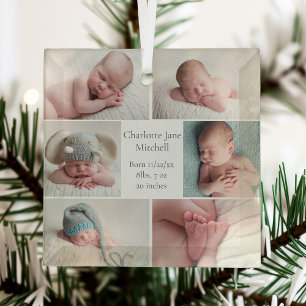 Pasgeboren Baby Fotocollage Keepsake Christmas Glas Ornament