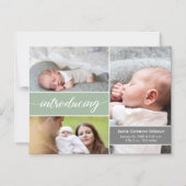 Pasgeboren Baby foto's Groene geboorteaankondiging Magnetische Uitnodiging (Voorkant)