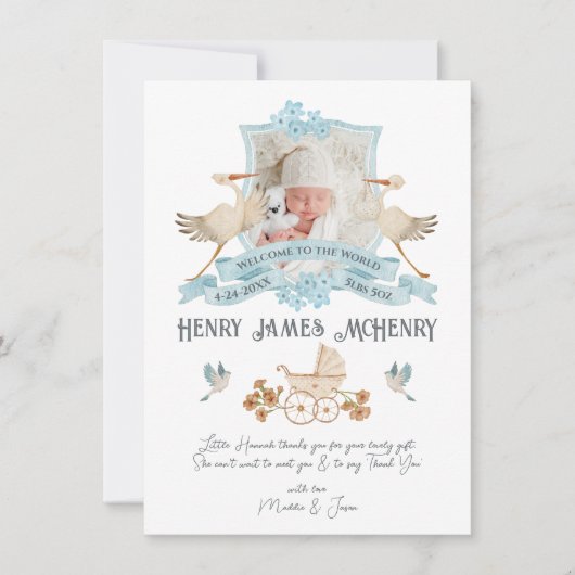 Pasgeboren Baby Geboorte Aankondiging Foto Crest S (Voorkant)