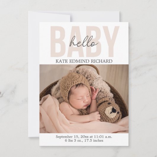 Pasgeboren Baby Geboorte Aankondiging Sjabloon Bed (Voorkant)