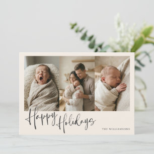 Pasgeboren Baby Geboorte Eerste Kerst Foto Feestdagenkaart