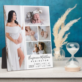 Pasgeboren Baby geboorte Stats Five Photo Collage Fotoplaat