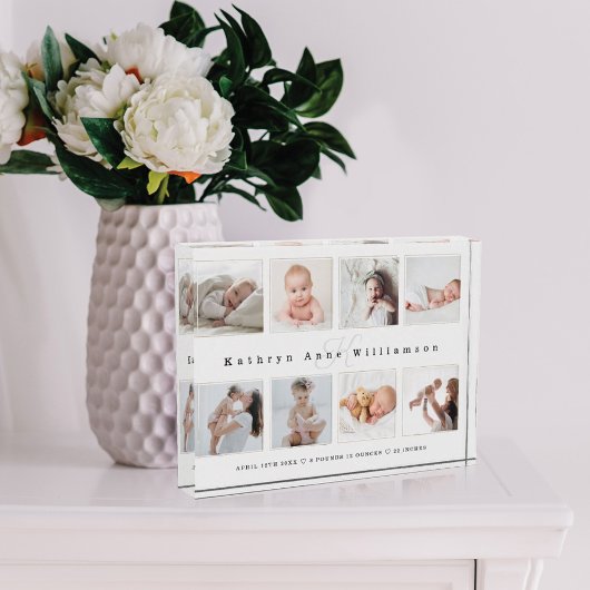 Pasgeboren Baby geboorte Stats Foto Collage & Mono