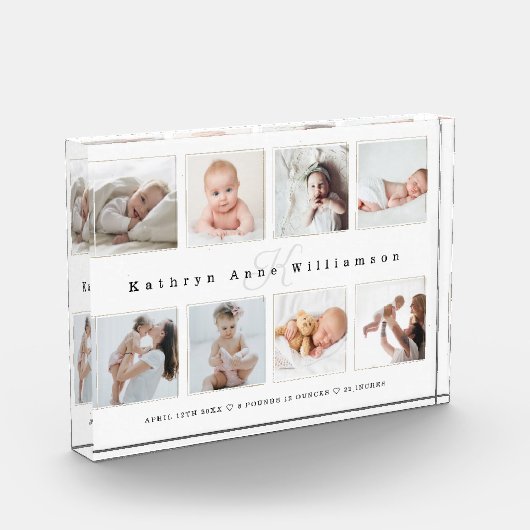 Pasgeboren Baby geboorte Stats Foto Collage & Mono (Links)