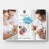 Pasgeboren Baby geboorte Stats Foto Collage Monogr Fotoplaat (voorkant)