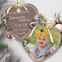 Pasgeboren Baby Geboorteinfo Custom Photo 1st Xmas