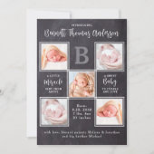 Pasgeboren Baby gepersonaliseerd 5 foto collage ge Aankondiging (Voorkant)