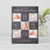 Pasgeboren Baby gepersonaliseerd 5 foto collage ge Aankondiging (Staand voorkant)