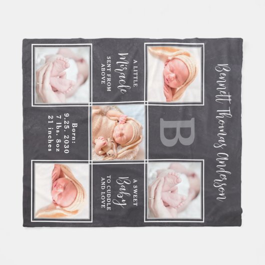 Pasgeboren Baby gepersonaliseerd gedicht 5 Foto co Fleece Deken (Voorkant (Horizontaal))
