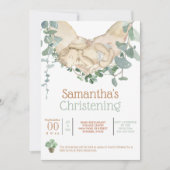 Pasgeboren baby in handen boho eucalyptus groen in kaart (Voorkant)