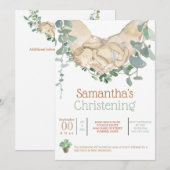 Pasgeboren baby in handen boho eucalyptus groen in kaart (Voorkant / Achterkant)