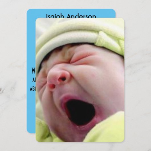 Pasgeboren baby jongen aankondiging dank u bericht (Voorkant / Achterkant)