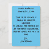 Pasgeboren baby jongen aankondiging dank u bericht (Achterkant)