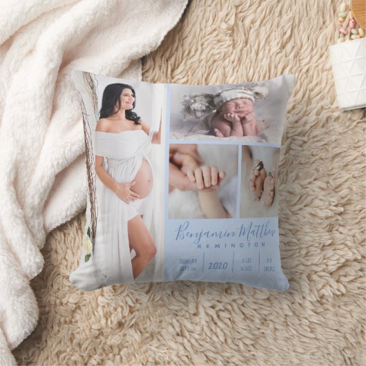 Pasgeboren baby jongen blauw foto aandenken kussen (Deken)