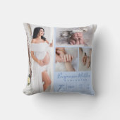 Pasgeboren baby jongen blauw foto aandenken kussen (Voorkant)