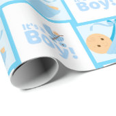 Pasgeboren Baby Jongen Douche Schattige Pastel Bla Cadeaupapier (Rol Hoek)