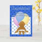 Pasgeboren baby jongen gefeliciteerd cartoon kaart (Gele Bloem)