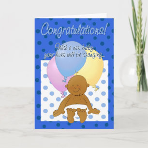 Pasgeboren baby jongen gefeliciteerd cartoon kaart
