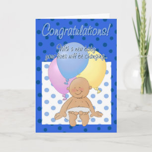 Pasgeboren baby jongen gefeliciteerd cartoon kaart