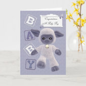 Pasgeboren baby jongen Gefeliciteerd met Lam Kaart (Gele Bloem)