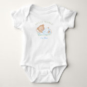 Pasgeboren baby jongensnaam blauw groen Beer Romper (Voorkant)