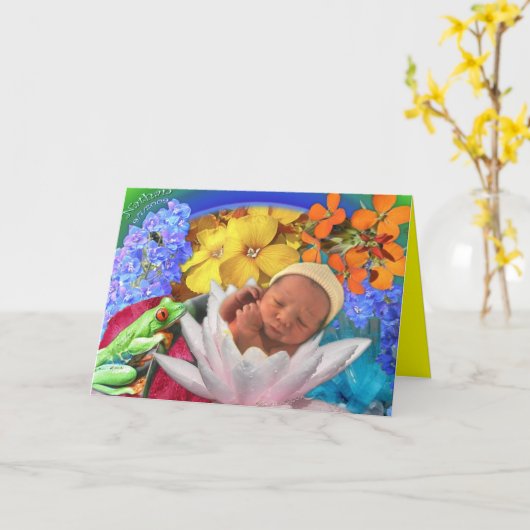 Pasgeboren Baby Kaart (Gele Bloem)