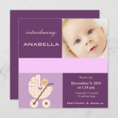 Pasgeboren baby meisje aankondiging (Voorkant / Achterkant)