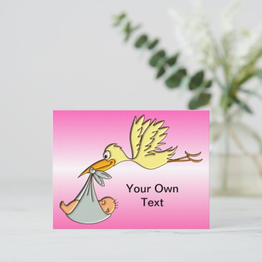 Pasgeboren baby-meisje - een vliegende winkelbeste briefkaart (Staand voorkant)