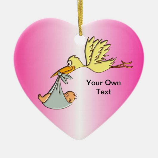 Pasgeboren baby-meisje - een vliegende winkelbeste keramisch ornament (Voorkant)