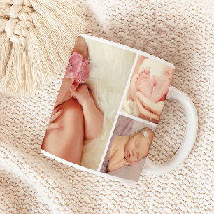 Pasgeboren Baby Meisje Foto Collage Koffiemok