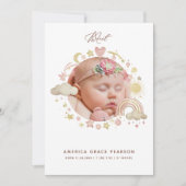 Pasgeboren baby meisje foto dank u aankondiging (Voorkant)