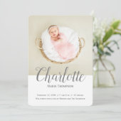 Pasgeboren Baby Meisje Foto Naam Script Overlay Aankondiging (Staand voorkant)