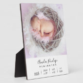 Pasgeboren baby meisje geboorte Stats Foto Plaque Fotoplaat (Zijkant)