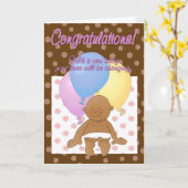 Pasgeboren baby meisje gefeliciteerd cartoon kaart (Gele Bloem)