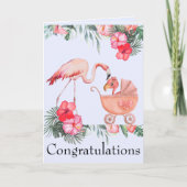 Pasgeboren baby meisje Gefeliciteerd met roze flam Kaart (Voorkant)