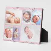 Pasgeboren baby meisje Gepersonaliseerd 6 Foto roz Fotoplaat (Zijkant)