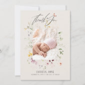 Pasgeboren baby meisje ivoor dank u foto geboorte aankondiging (Voorkant)
