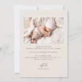 Pasgeboren baby meisje ivoor dank u foto geboorte aankondiging (Achterkant)