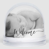 Pasgeboren baby meisje keepsake -2photo welkomstsc sneeuwbol (Voorkant)