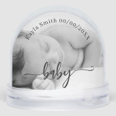 Pasgeboren baby meisje keepsake -2photo welkomstsc sneeuwbol (Achterkant)