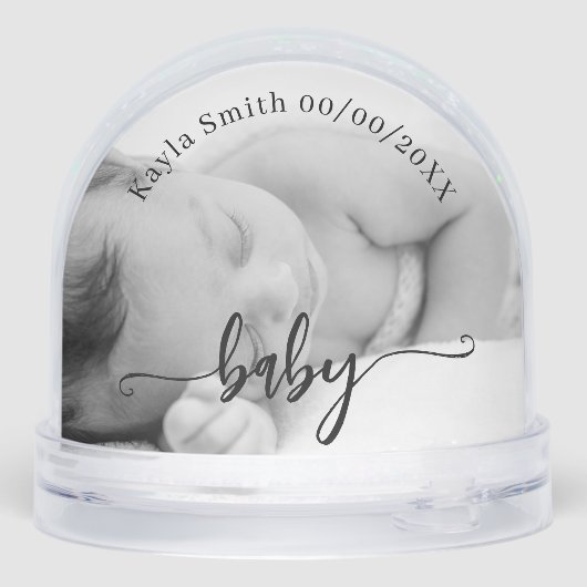 Pasgeboren baby meisje keepsake -2photo welkomstsc sneeuwbol (Achterkant)
