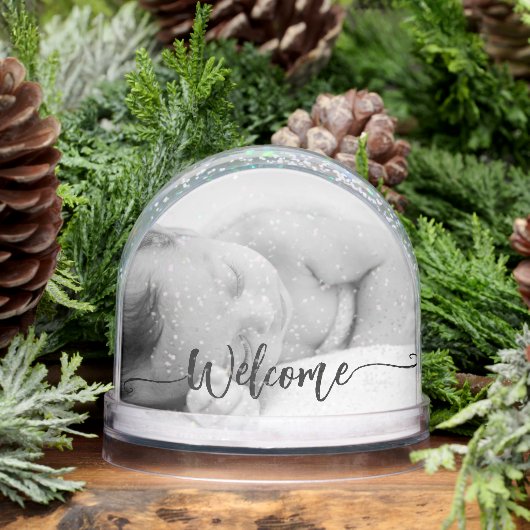 Pasgeboren baby meisje keepsake -2photo welkomstsc sneeuwbol (Winter)