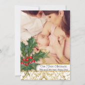 Pasgeboren Baby Meisje Kerstmis Gouden Glitter Fot Feestdagenkaart (Voorkant)