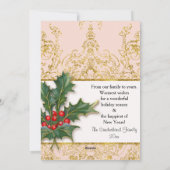 Pasgeboren Baby Meisje Kerstmis Gouden Glitter Fot Feestdagenkaart (Achterkant)