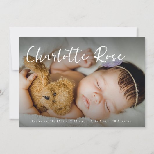 Pasgeboren Baby meisje Modern 2 foto's Custom Stat Aankondiging (Voorkant)
