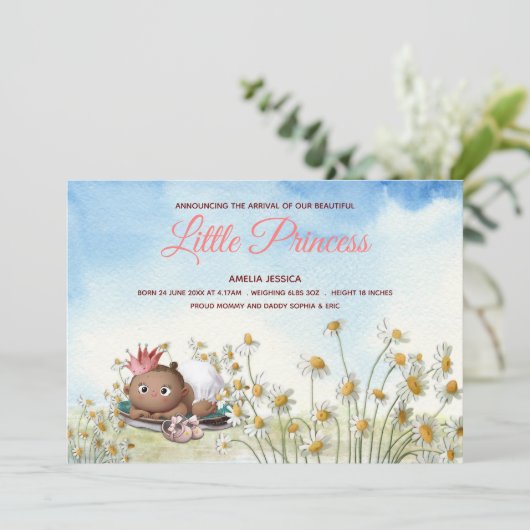 Pasgeboren baby meisje prinses kroon aankondiging  (Staand voorkant)