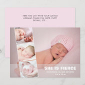 Pasgeboren baby meisje Roze foto geboorteaankondig Feestdagenkaart (Voorkant / Achterkant)